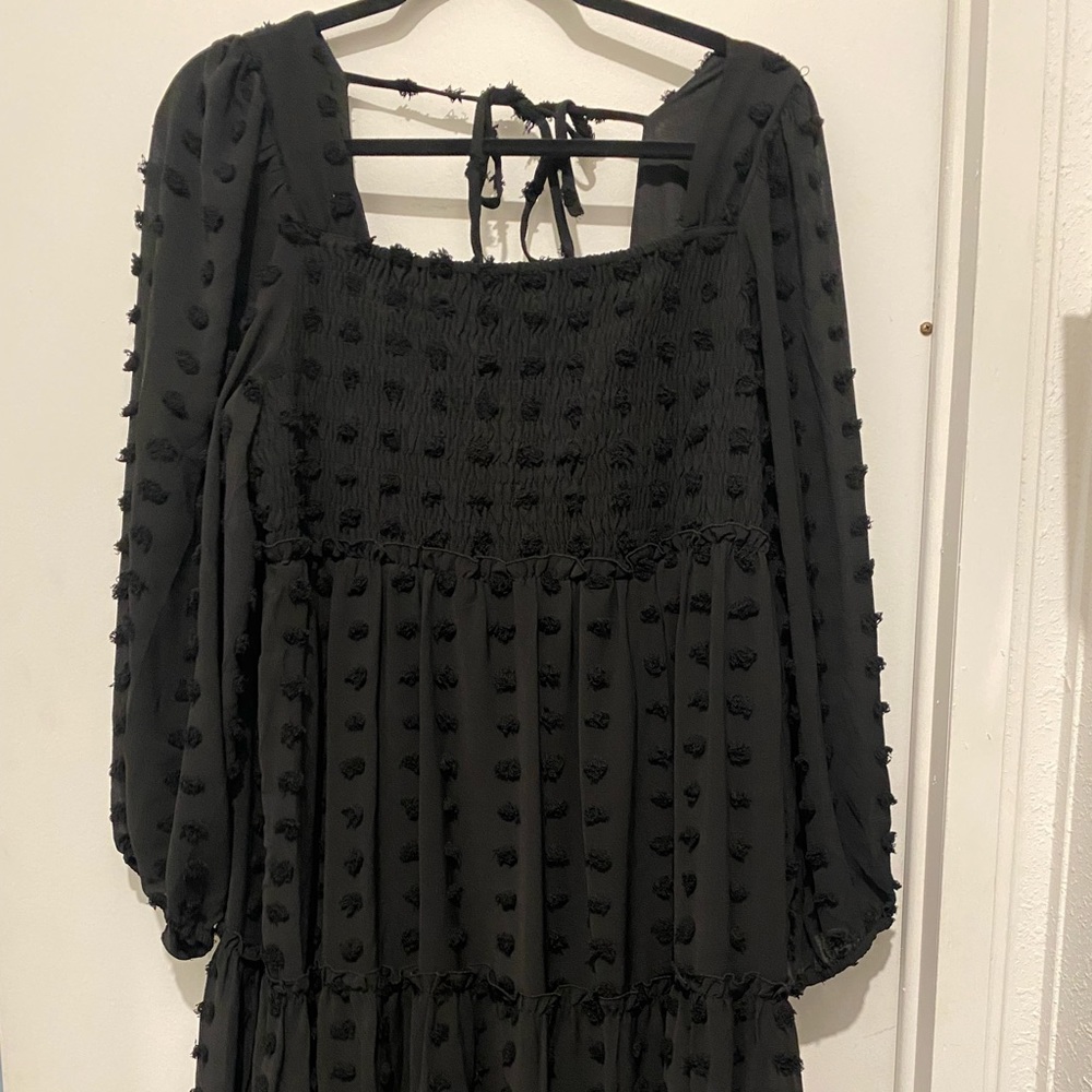 White Birch black dress